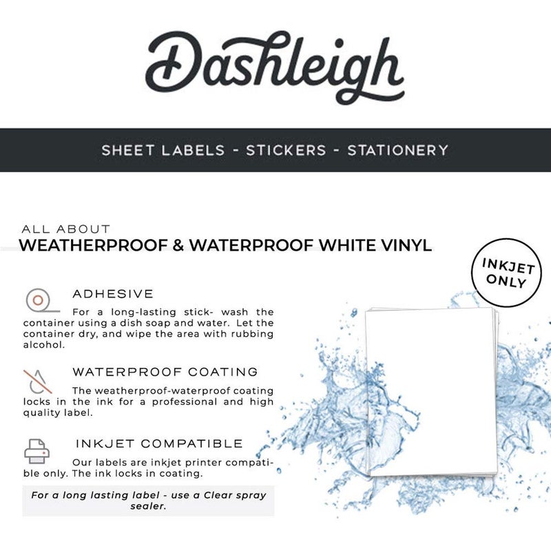 Dashleigh 120 Labels for 4 oz Jars, 1.75 in. x 2.75 in. (White Waterproof Vinyl (Inkjet only)) - Image 5